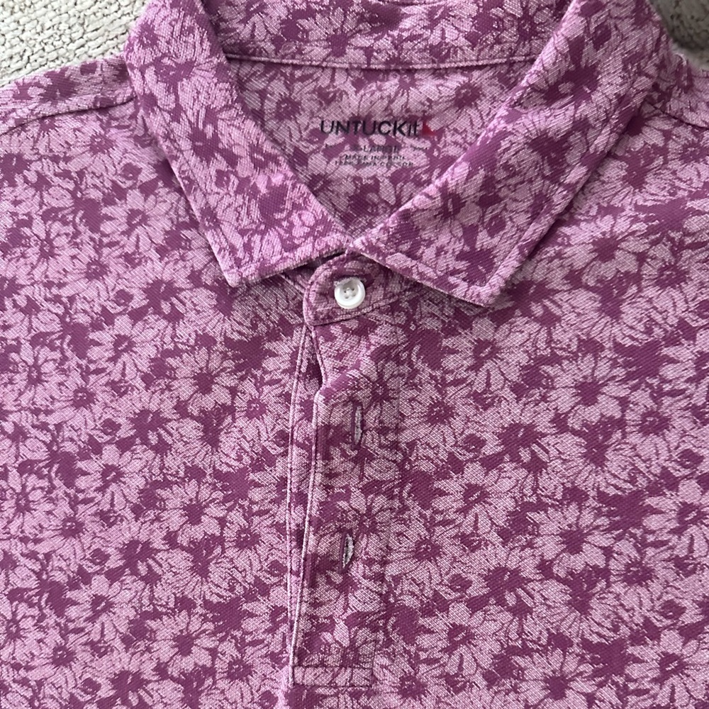 Pink Floral design UNTUCKit polo shirt
